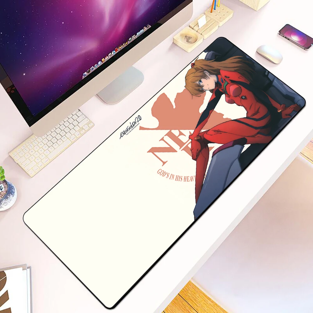 E-Evangelion Mousepad HD Printing Computer Gamers Locking Edge Non-slip Mouse Pad XXL90x40cm Keyboard PC Desk Pad