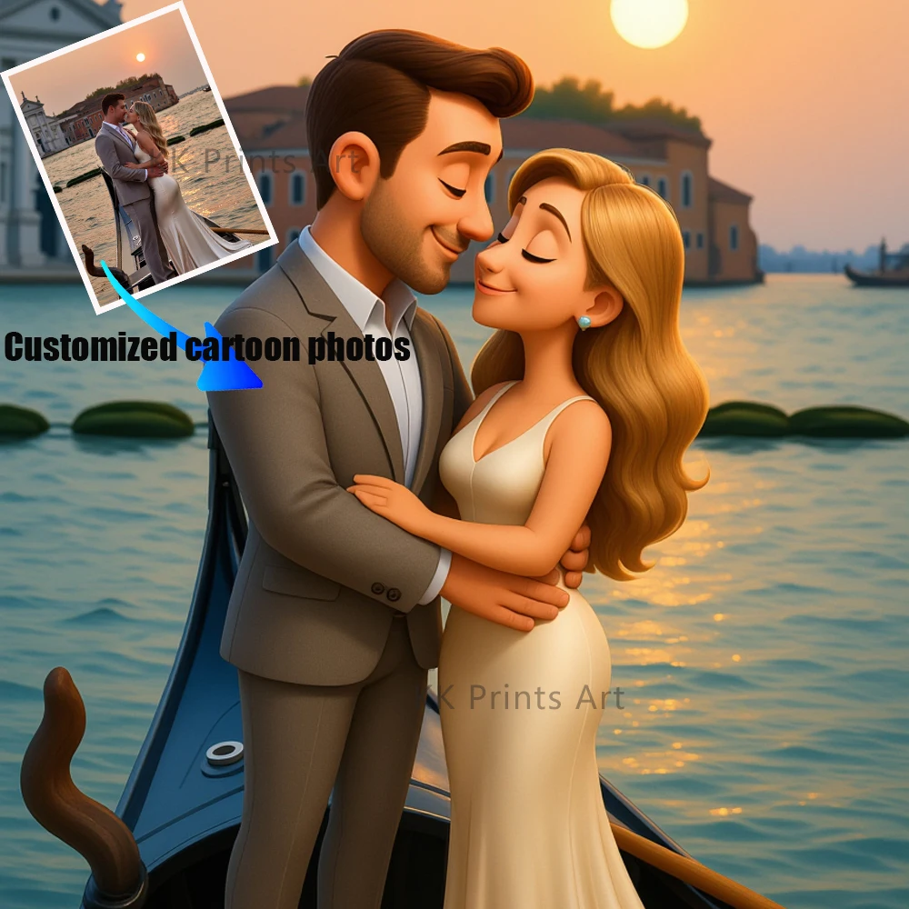 

1pc Custom Personalized Photo Transformed Into a Cartoon Illustration Style Canvas Framed Artwork. Customize Your Photo to Prepa