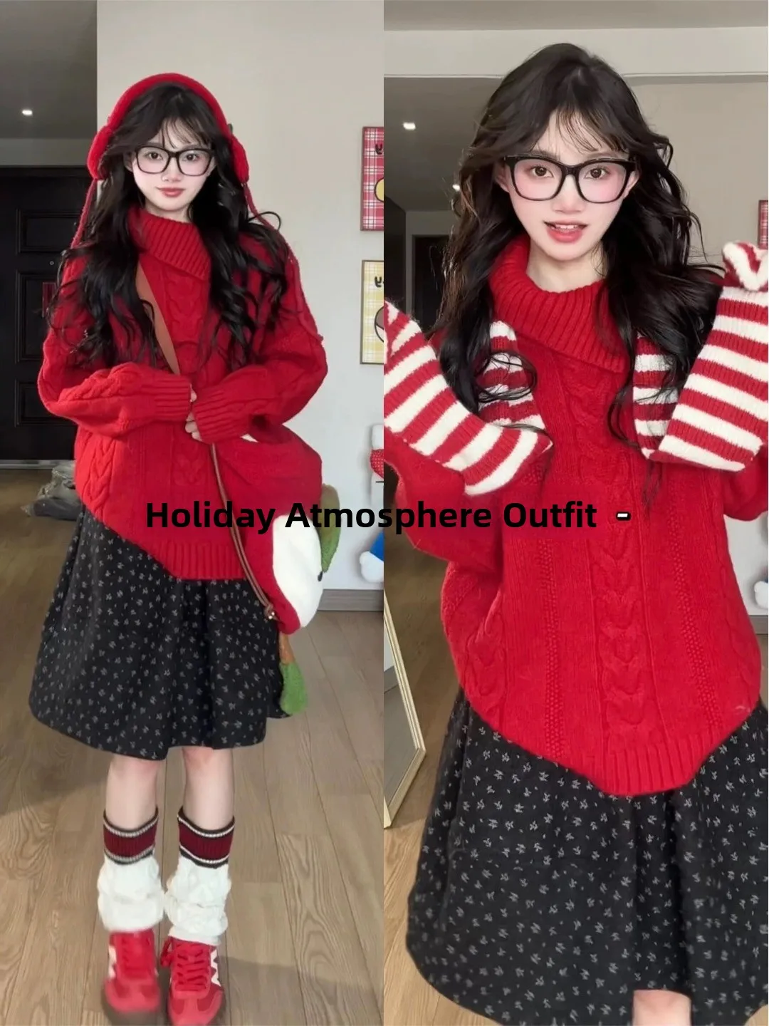 

Cisas Aosphere Red Twist High Collar Sweater Women's Autumn Winter New Lazy Sle Turn Collar Knitted Top Loose Fit Reg...