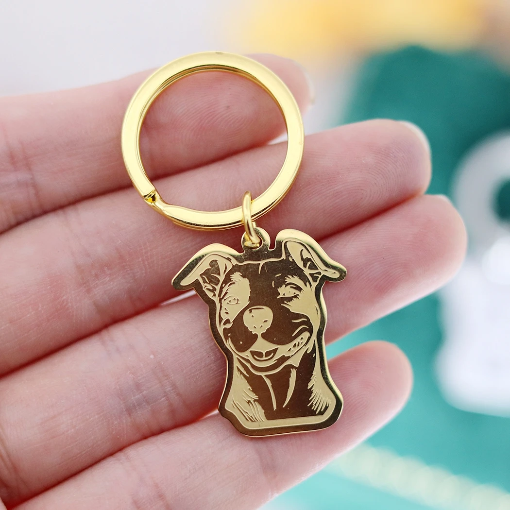 LLavero de dibujos animados chapado en oro Real sin decoloración para mujeres y hombres, accesorios de joyería diy, regalos para niños, perro, mascota, Animal, acero inoxidable