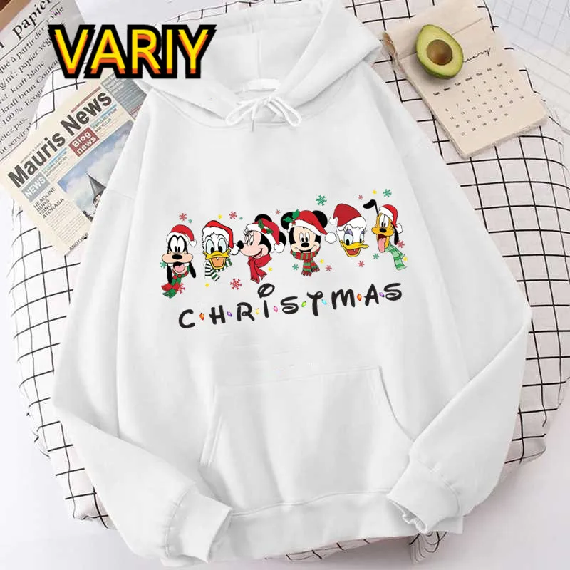 High Quality Minnie Mickey Mouse Pullover Hoodie Women Street Christmas Printing Y2k Sweatshirt Ins Spring Loose Long Sleeve