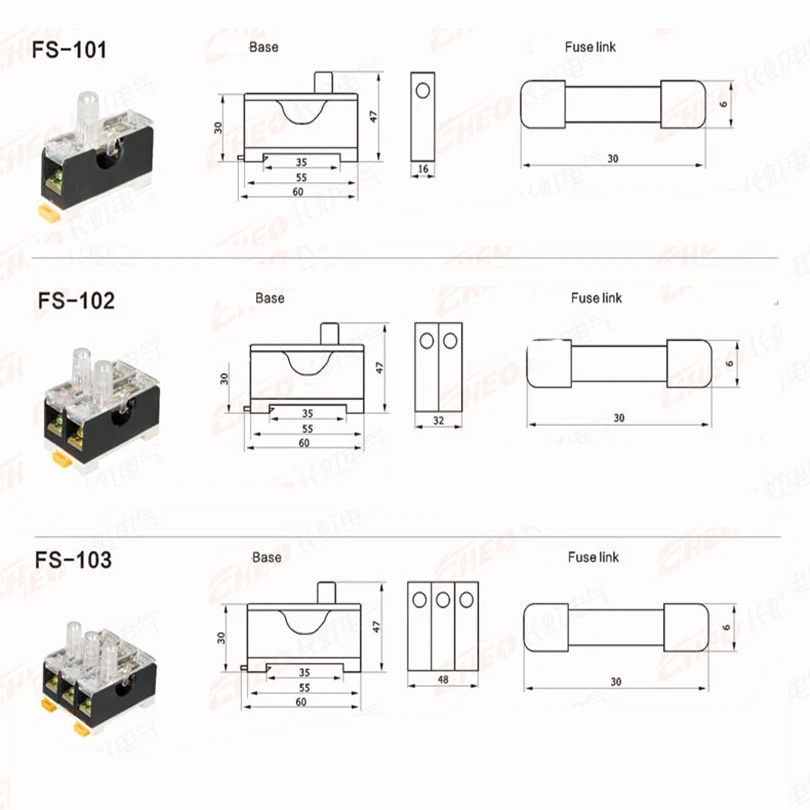 20Pcs/Box FS‑101 DIN Rail Mount Fuse Holder Single Pole For 6x30mm Glass Fuse Tube, 1A-25A Electrical Safety Protection