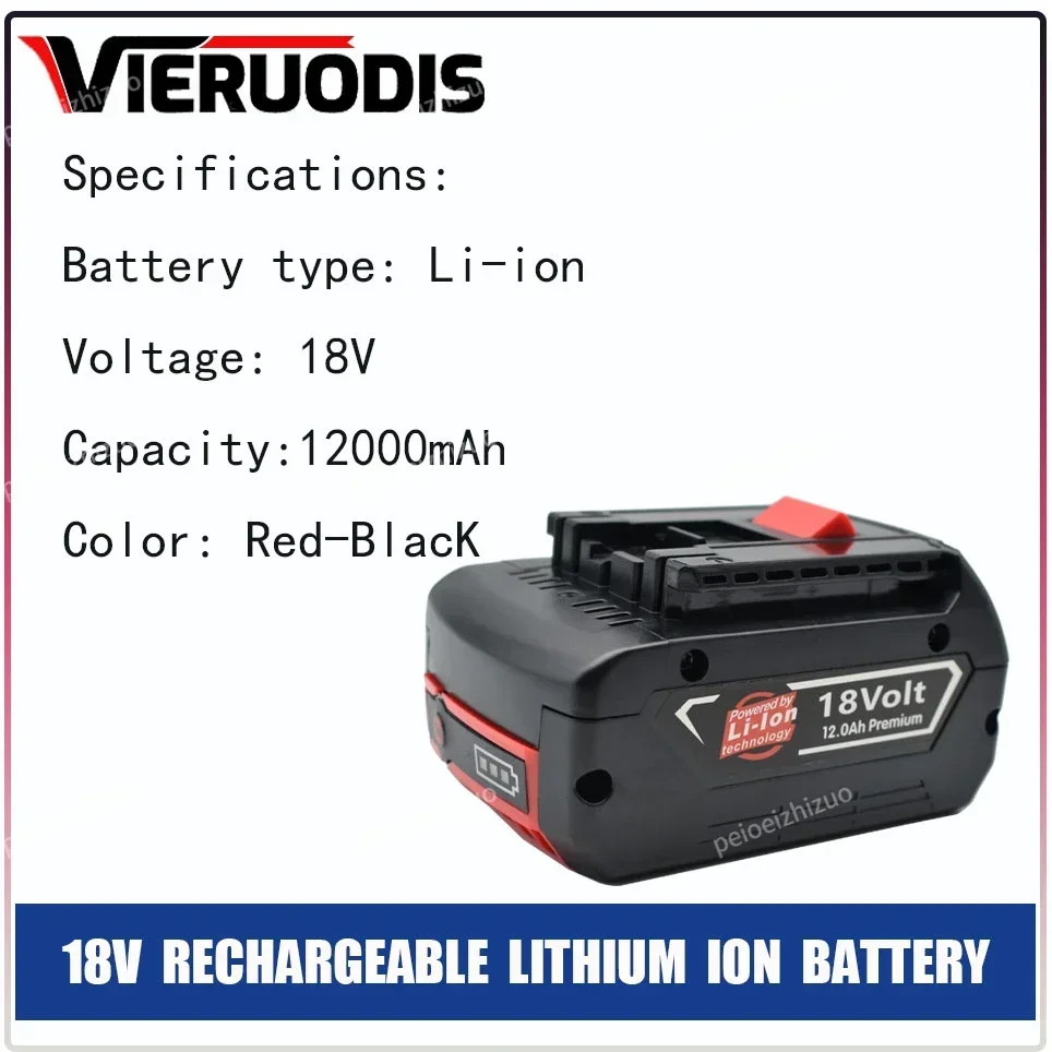 

For Bosch18V Battery 12.0Ah Lithium Ion Power Tool Rechargeable Battery Electric Drill Suitable For Models BAT609,BAT618, BAT610