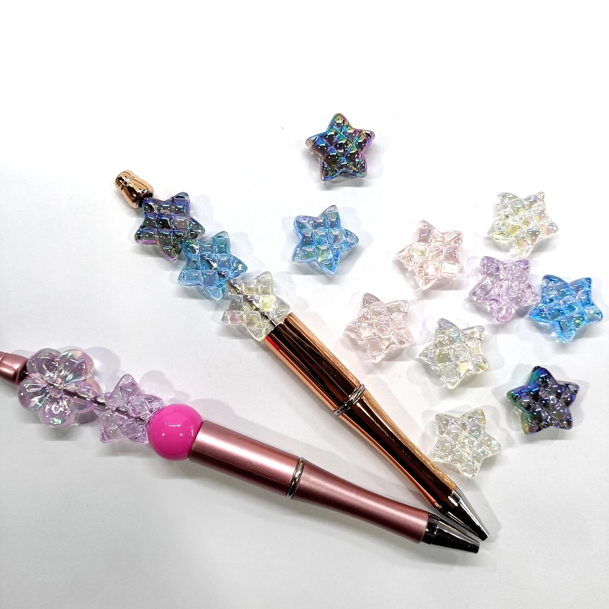 لوح شطرنج شفاف ملون بالآشعة فوق بالساعة ، نجوم مخططة ، إكسسوارات أقلام مطرزة ، مواد مجوهرات تصنعها بنفسك ، 10 صيحات #3