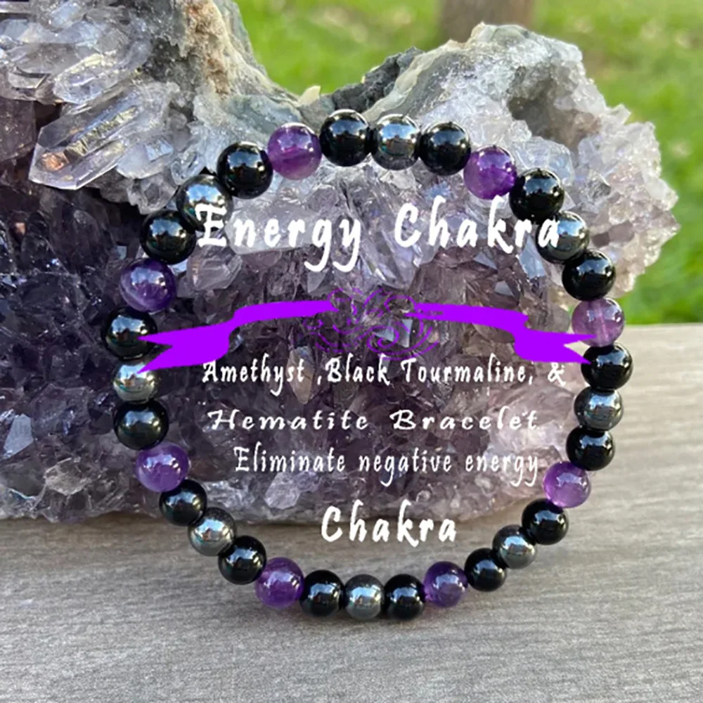 Trendiges Perlenarmband in verschiedenen Farben, Amethyst-Armband aus schwarzem Stein, Weihnachtsgeschenk zum Valentinstag für Freunde und Familie