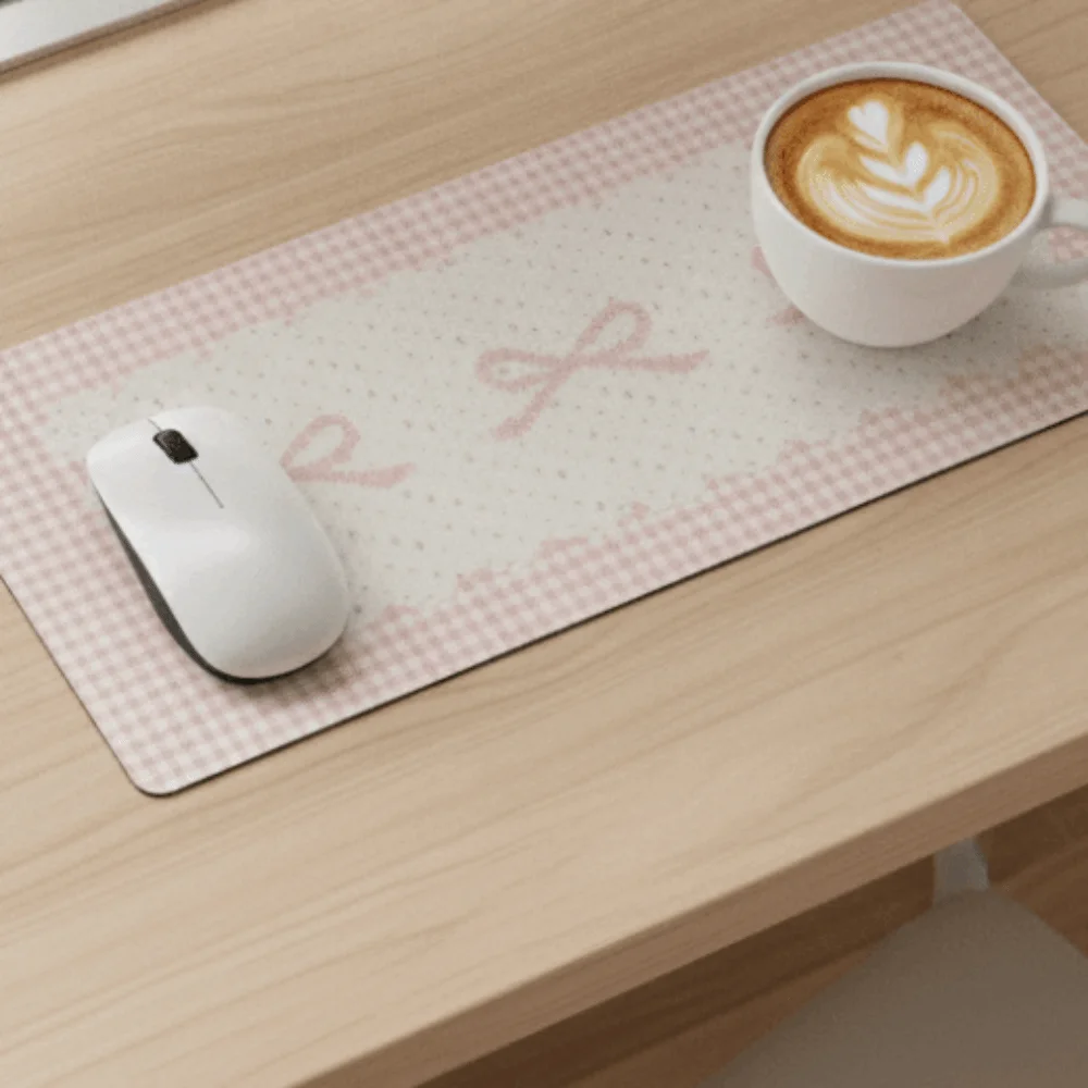Bow Pattern Large Bow Shaped Mouse Pad Washable Thicken Bow Desk Mat Cute Non-Slip Bow Keyboard Pad Living Room Carpet