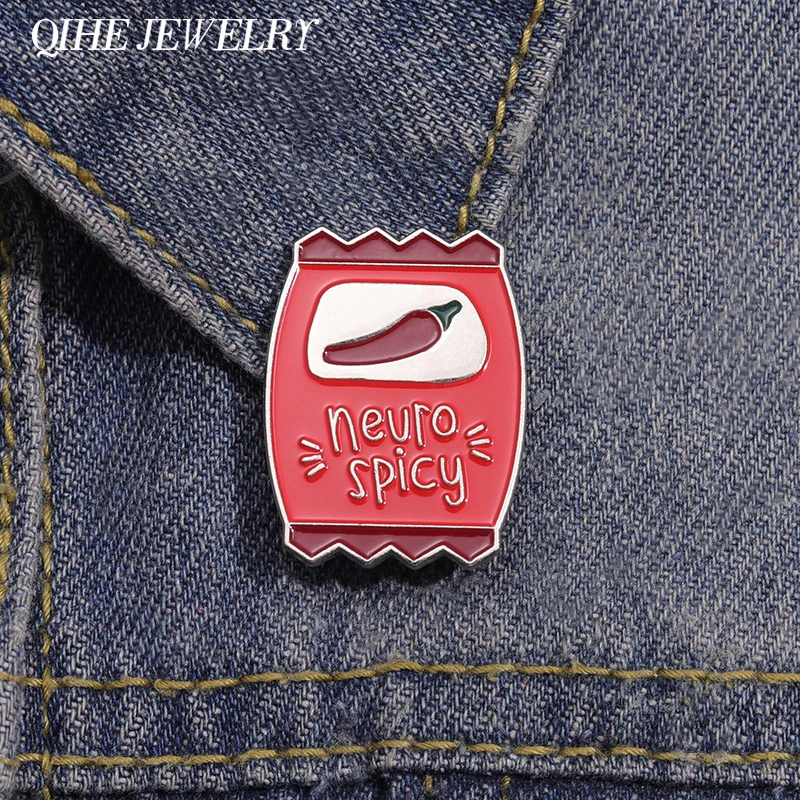 Neuro Spicy Sauce Packet Brooch Enamel Pin Mental Health Awareness Custom Gift Accessories Women Men Sweater Lapel Jewelry