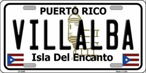 Villalba Puerto Rico Metal Novelty License Plate Aluminum