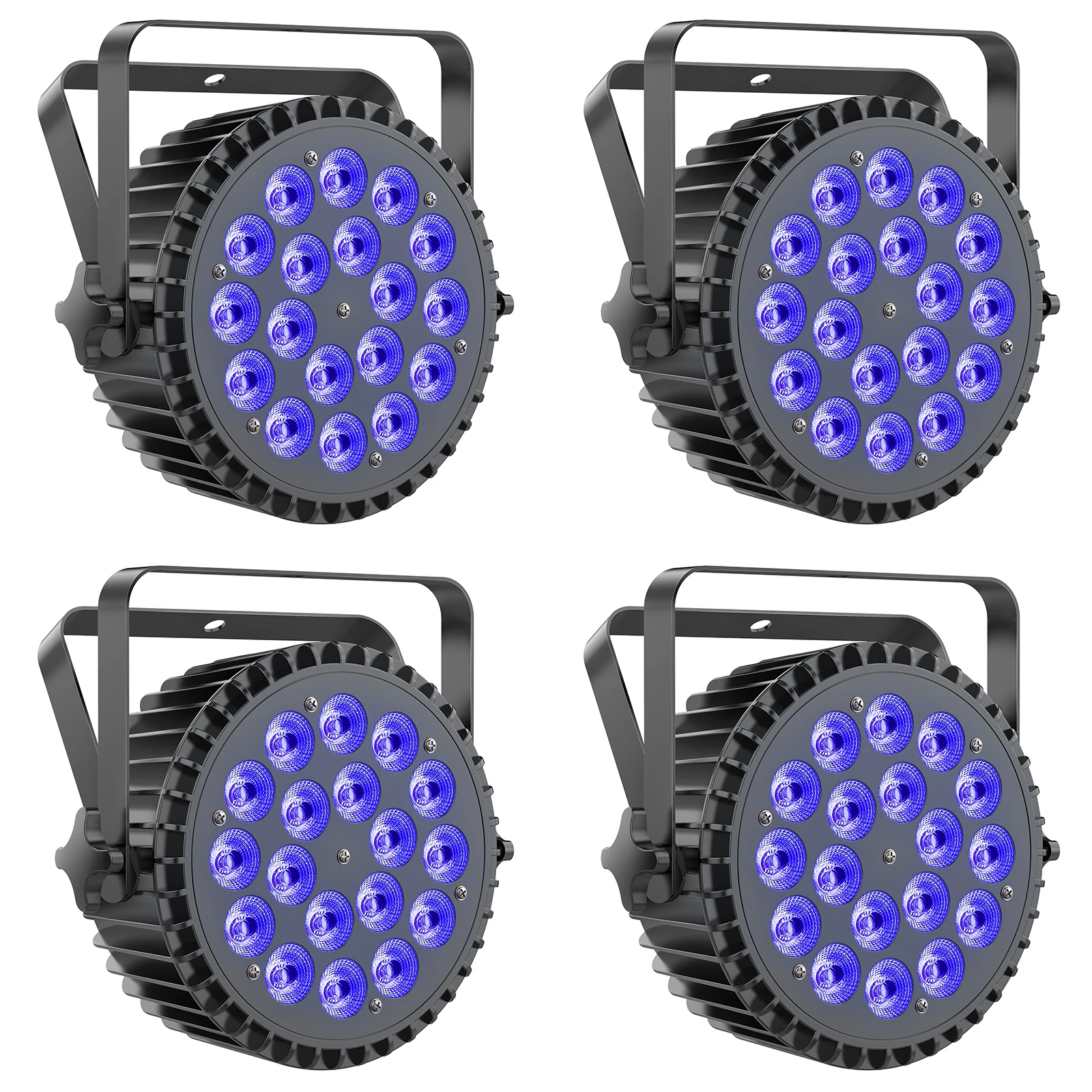 

U'King 4PCS 18x10W RGBWA+UV 6IN1 Par Light DMX512 Disco Light Strobe Effect LED Stage Lighting for Disco Dance Hall Party