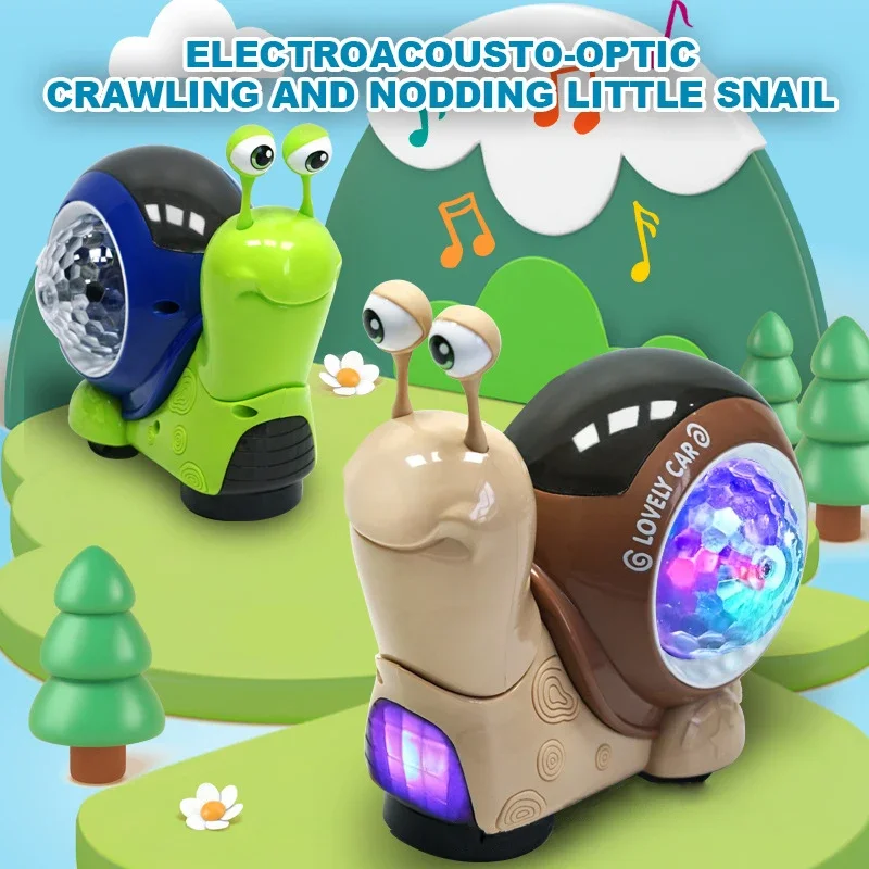 Electric Snail Toy Automatically Avoiding Light And Music Luminous Shell Interactive Toy Children Cartoon Snail Toy kids Gift