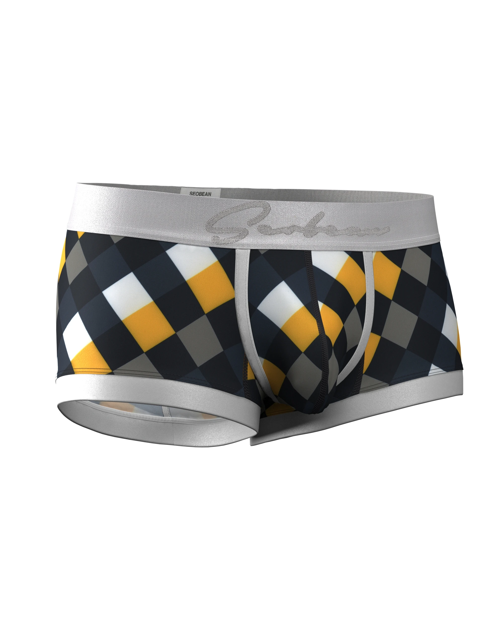 SEOBEAN Men's Underwear U-Shaped Pouch Fashion Diamond Plaid Boxer Shorts Comfortable Breathable Men's Briefs