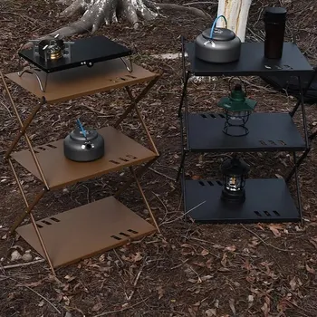 야외 접이식 선반, 휴대용 캠핑 피크닉 바비큐 보관 선반, 정원 접이식 테이블, 3 단 4 단 랙