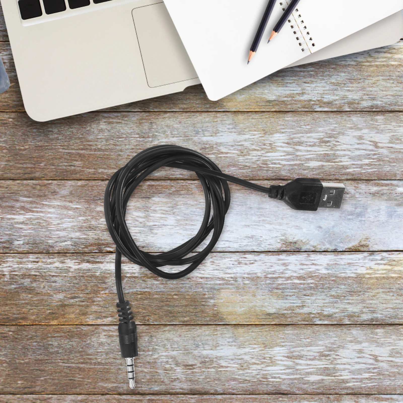 

2Pcs USB to 3.5mm Jack Adapter Cable Audio Charging Cord Support Data Transfer Function Reliable PVC Material Design