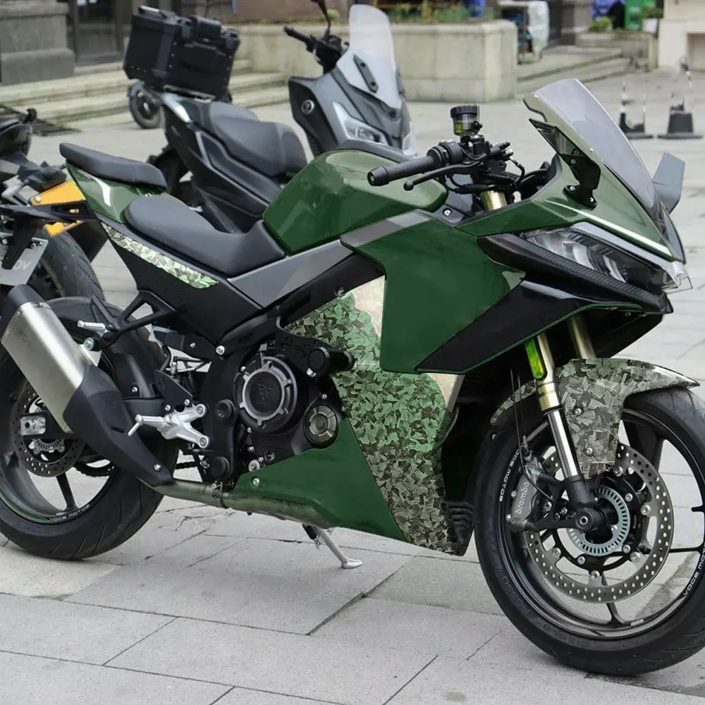 

9D Green Gloss PET-Purple Forged Carbon Fiber Vinyl Motorcycle accessories Car Wrap foil With Air Release initial Low Tack Glue