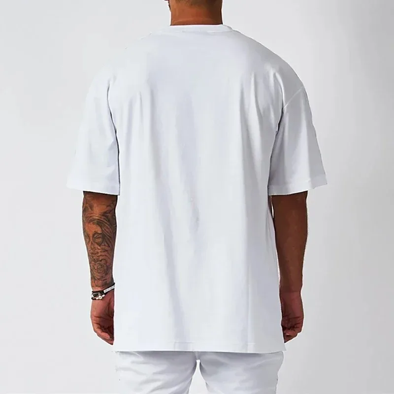 T-Shirt à Manches Courtes en Coton Blanc pour Homme et Femme, Vêtement de Style Rétro, Couleur Unie, Grande Taille, à la Mode