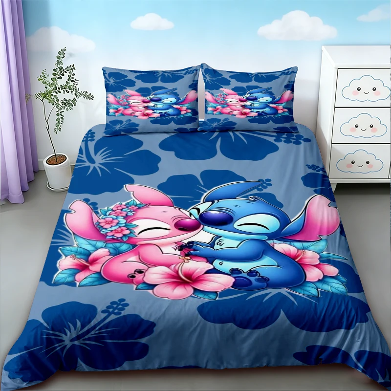 

Cartoon Stitch & Lilo Stitch Duvet Cover Quilt Cover Soft and Breathable Bedding Set for Bedroom Decor Dormitory Gifts