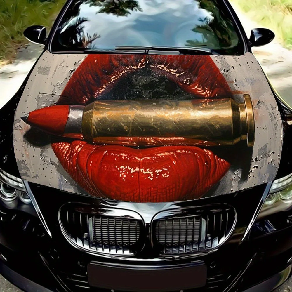 

Bold red lips Pattern car hood stickers, waterproof self-adhesive, scratch resistant, easy to stick, durable car PVC stickers, c