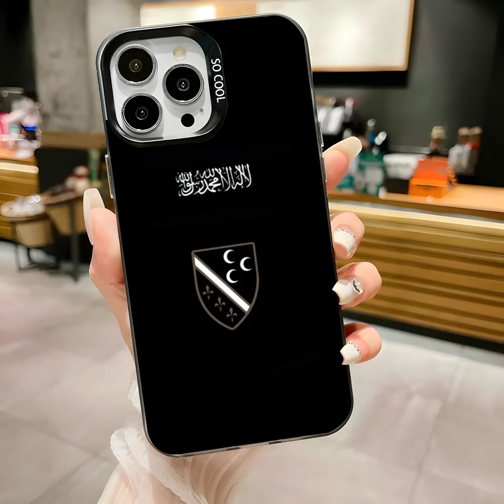 Sandjak Vlag Sandzak Telefoonhoesje Voor iPhone 16,15,14,13,12,11,Pro,Max,Plus,Mini,XS,SE Anti Fall Zwart Matte Harde Bumper