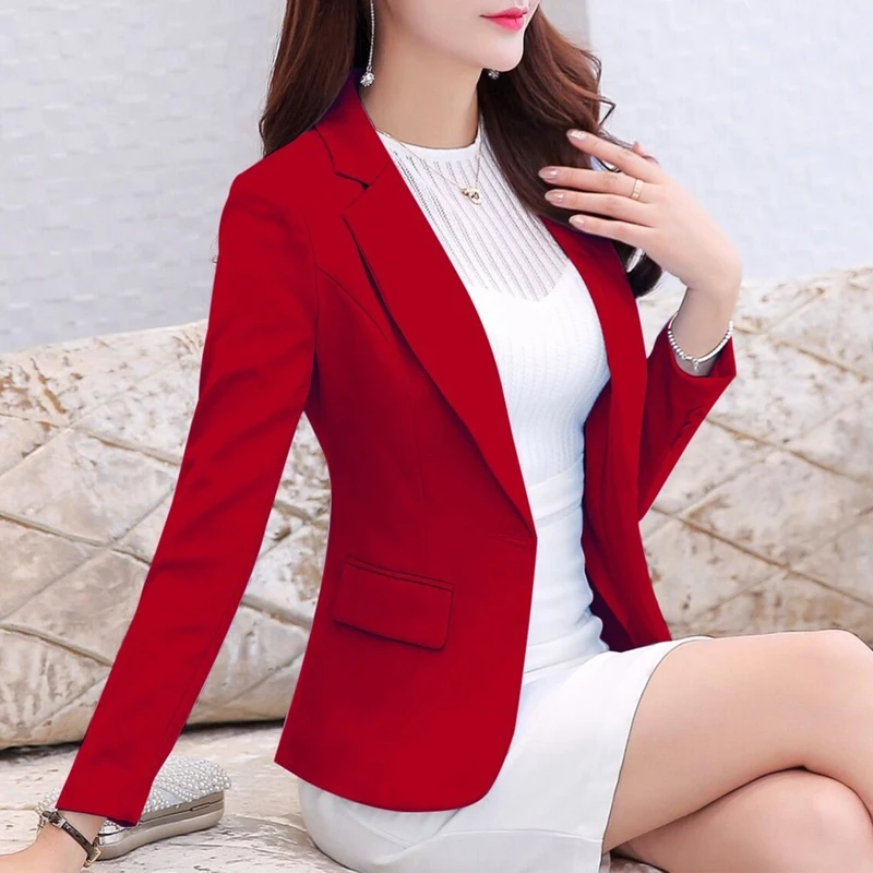 Women\'s Clothing Korean Fashion Elegant Black White Slim Blazer Jacket 2024 Spring Autumn Office Lady Casual Commuting Suit Coat