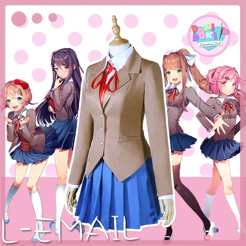 Sayori Yuri Natsuki Monika Cosplay Costume Doki Doki Literature Club Cosplay School Uniform Anime Halloween Costumes 2025 hot