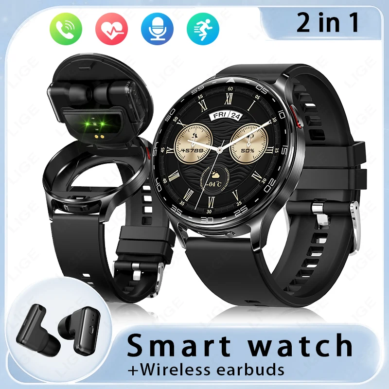 

2025 New Smart Watch TWS 2-in-1 Bluetooth Earphones HIFI 9D Sound Quality Male and Female Health Exercise Tracker Smartwatches