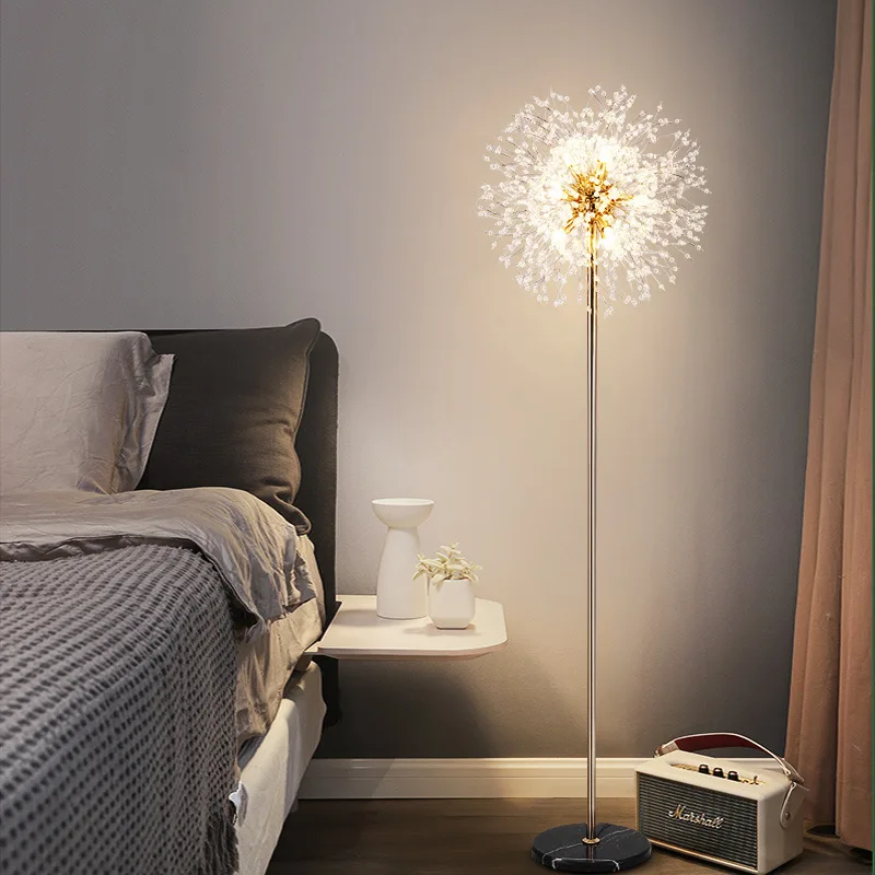 Dandelion Floor Lamp Bedroom Living Room Study Nordic Designer Model Crystal Light Luxury Lamps Vertical Floor Lamp