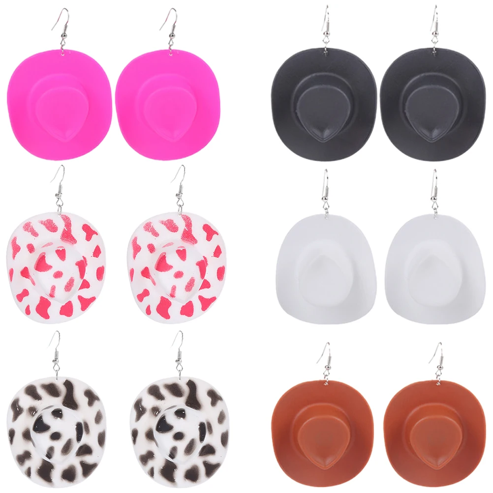 

Cowboy Hat Cow Print Women Jewelry Gift Dangle Dangle Earrings Party Accessories Valentine Graduation Birthday