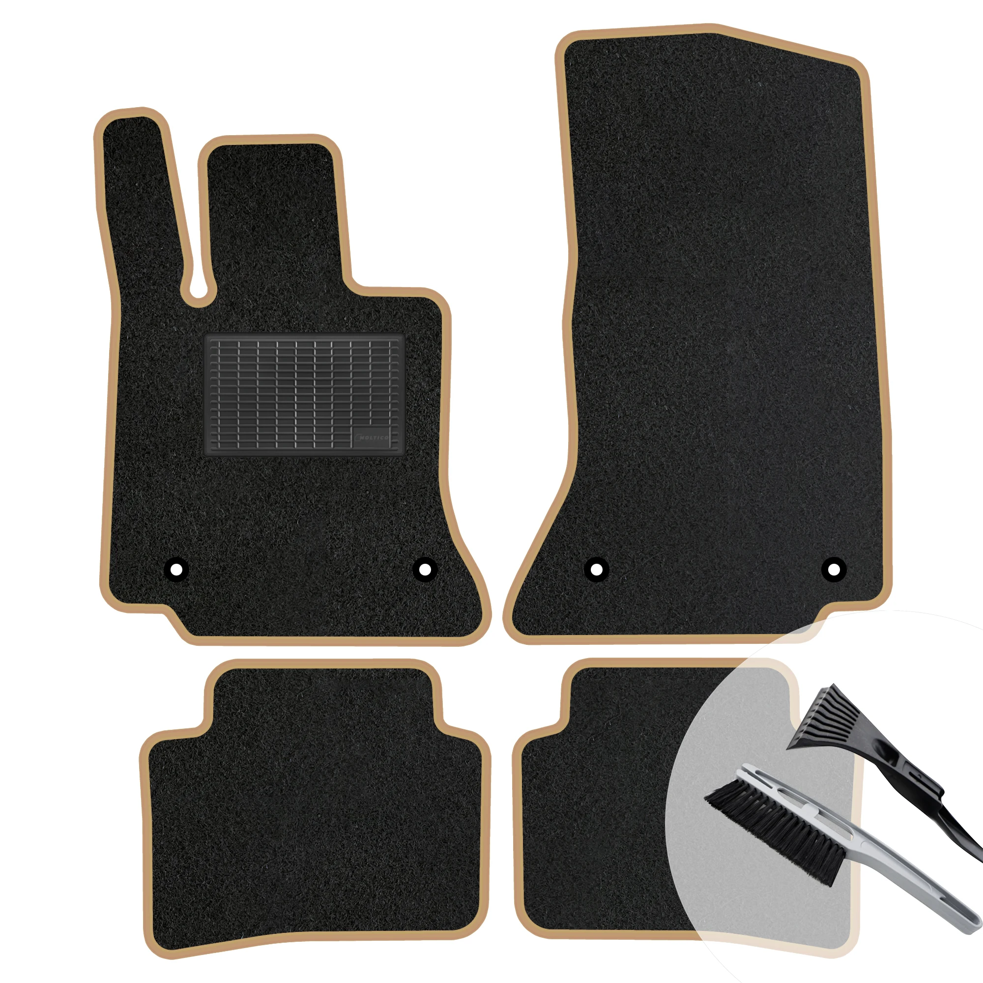 Veloursmatten set met beige rand voor Mercedes E W212 2009-2016