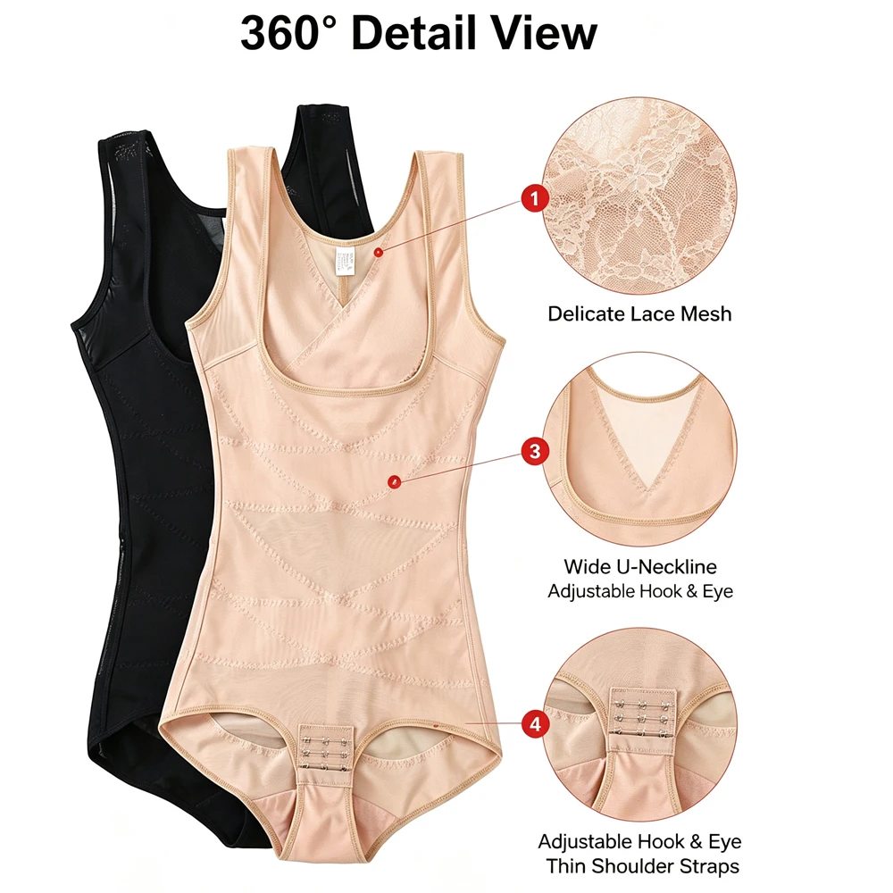 1PCS Thin Breathable Shapewear Bodysuit, Hi-Waist Tummy Control Butt Lifter, Women Slimming Girdles for Daily & Postpartum Use
