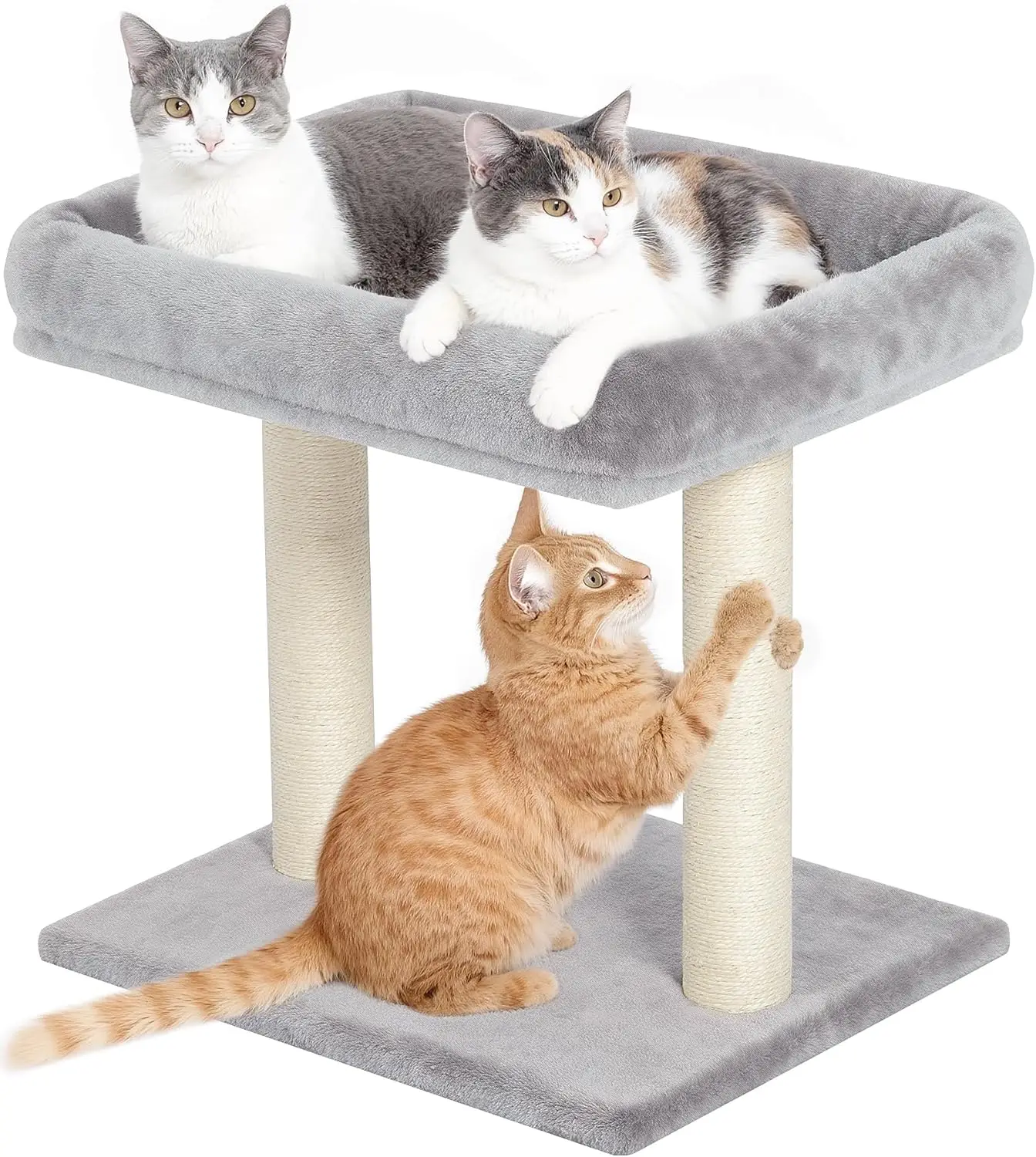 

Cat Tree with Scratching Post, 19"×15.8" Large Top Perch Bed, Small Cat Tower for Indoor Cats, Dual Natural Sisal Posts