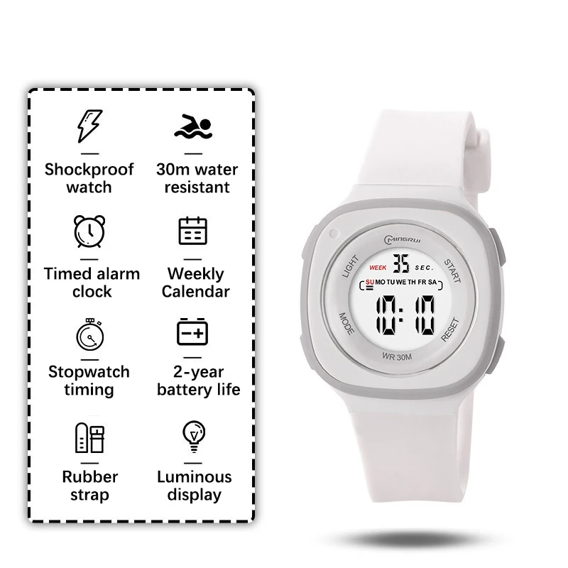 UTHAI CE151 Student Children's Watch Night Light Electronic Watch Multi functional Waterproof LED Alarm Clock Timer Watch