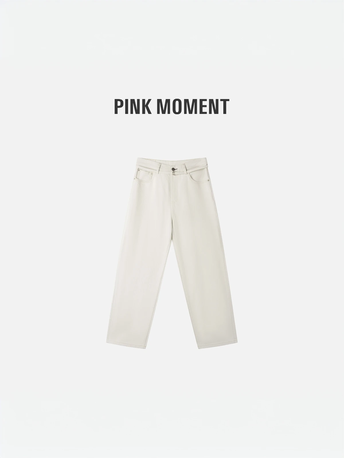 

Retro White Skinny Belted Wide Leg Jeans Korean Sle Waed Loose Fit Cotton High Waist Zipper Closure Color Commute Wear