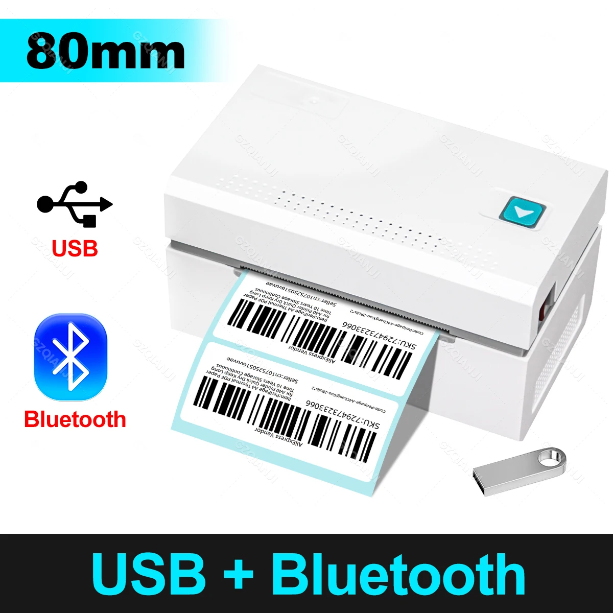 To 3 Inch Label Printer 20-80mm Printing Width With Free PC System Edit Software Thermal USB Bluetooth Barcode Sticker Printers