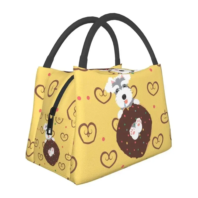 

Miniature Schnauzer And Donut Lunch Boxes Women Cartoon Dog Cooler Thermal Food Insulated Lunch Bag Travel Work Pinic Container