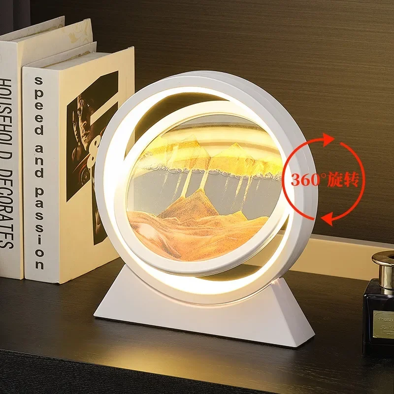 Creative Quicksand painting hourglass decoration night lamp atmosphere gift table lamp decompression glass gift