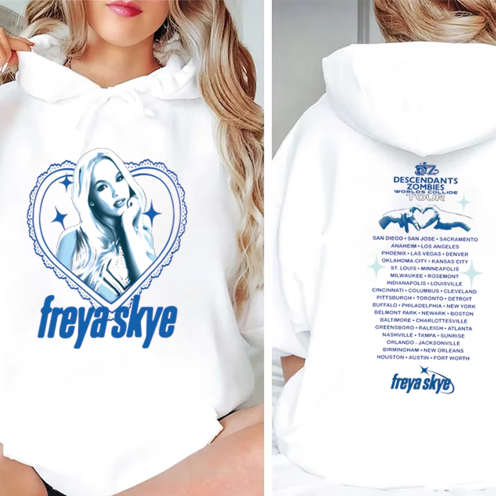 Vintage Freya Skye Hoodie Descendants Sweatshirt Zombies World Collide Tour Hoodied Music Lover Long Sleeves Casual Hoodies