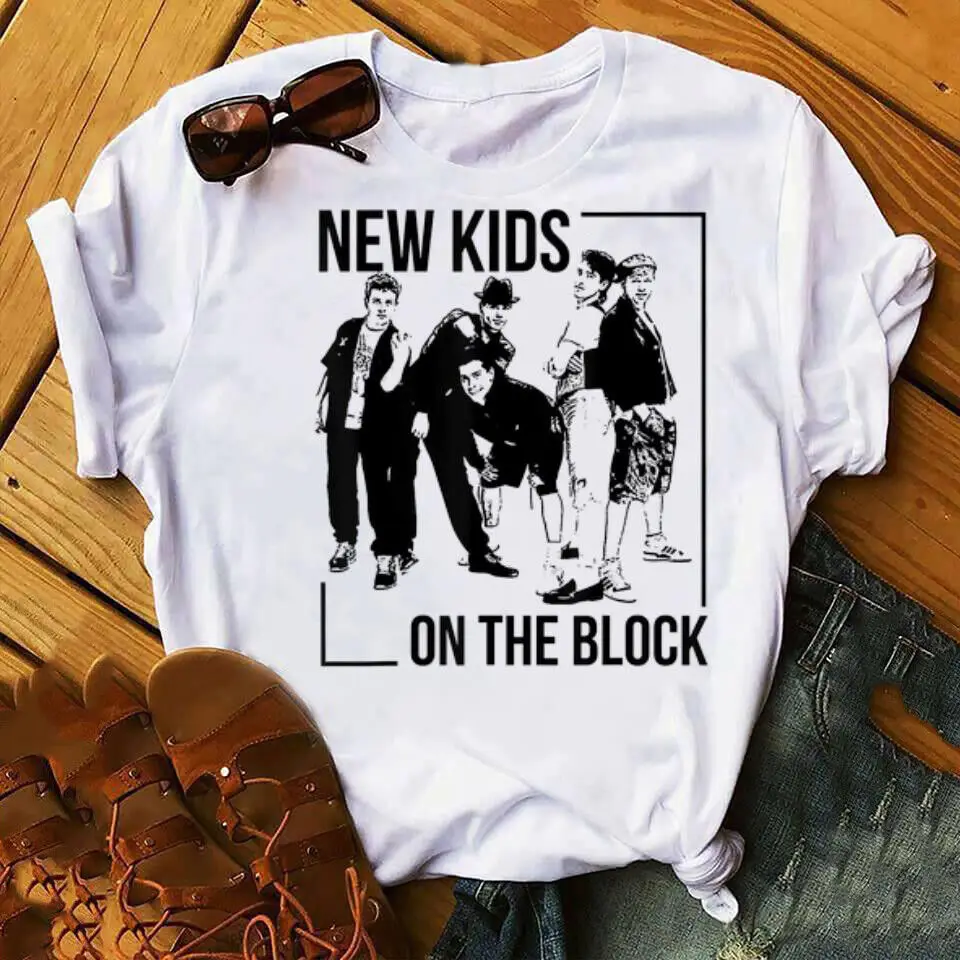 Vintage New Kids On The Block Band Cotton White T-Shirt F19439