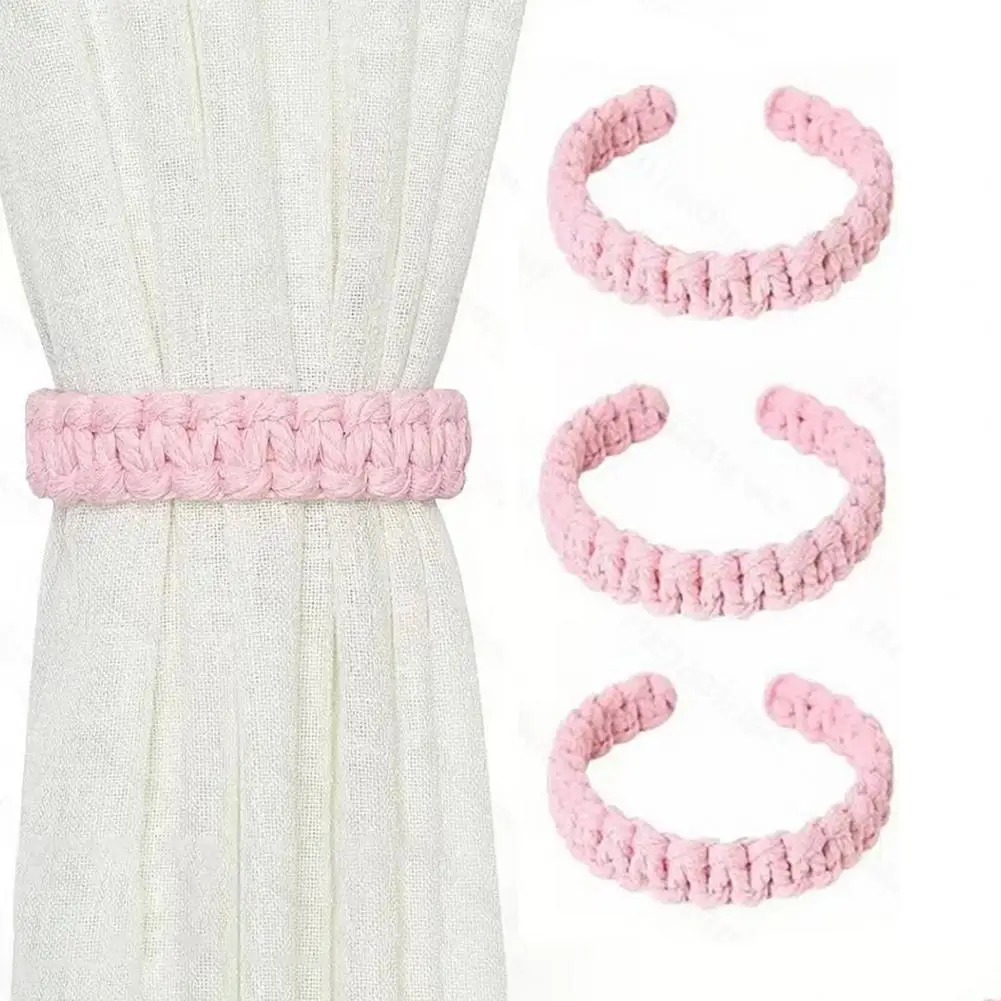 Boho Room Decor Window Hardware Hand Braided Cotton Linen Curtain Tiebacks Rustic Twisted Rope Drapery for Windows for Home