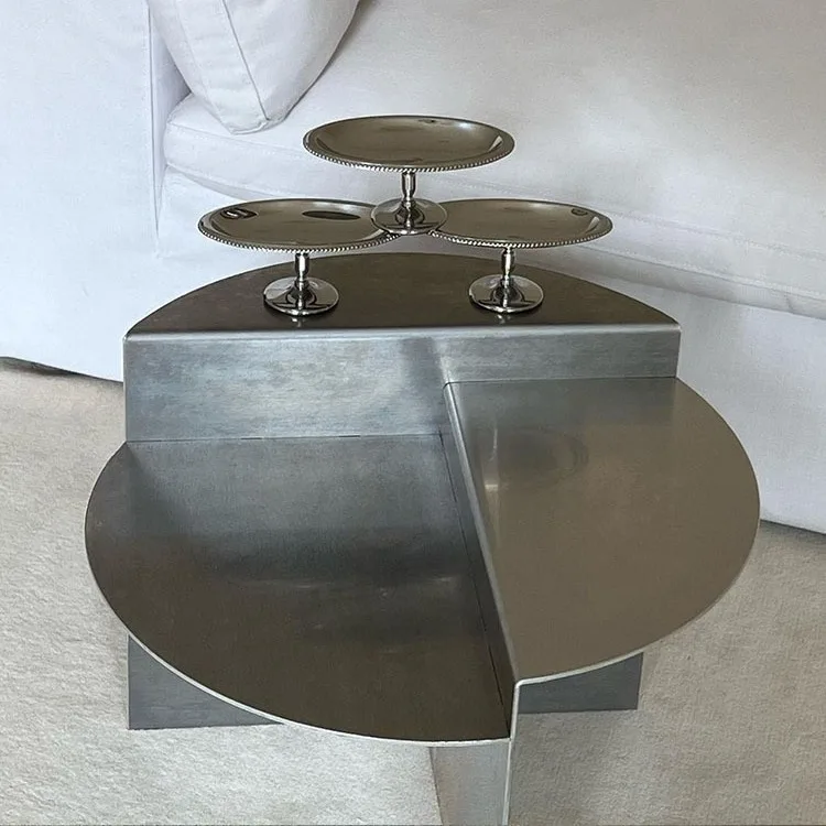 YJQ stainless steel coffee table wabi sabi wind round metal coffee table