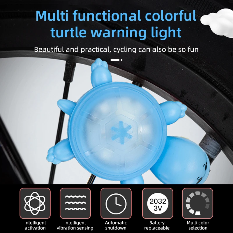 Bicycle Turtle Tail Light LED Colorful MINI Light Waterproof MTB Road Bike Night Riding Safety Warning Lamp Bicycle Accessories