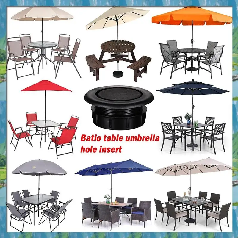 AB07 Set completo di tappi per anello con foro per ombrellone per tavolo da patio esterno - Adatto per copertura del foro dell'ombrellone e stabilizzazione del palo