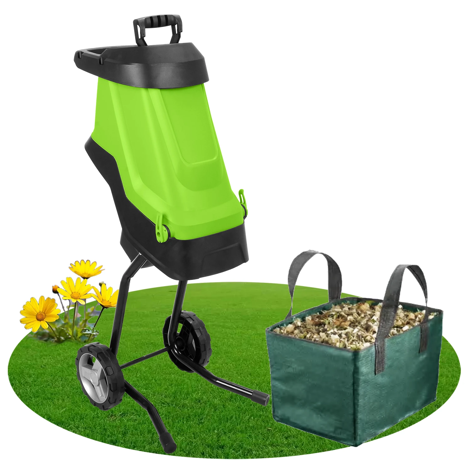 Vertak 2800W Electric Silent Garden Shredder Machine Tree Leaf Wood Branch Crusher with 45L Collection Bag