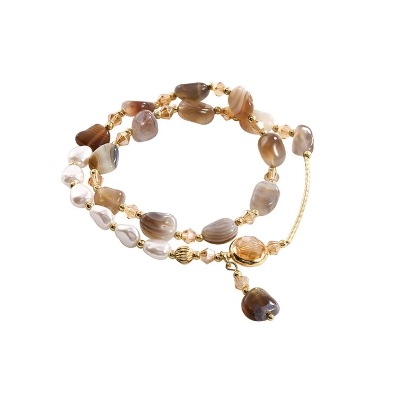 Elegant Gold Plated Pearls Bracelet Pearls and Crystal Bead Bracelet Wrist Chain for Women Special Occasions