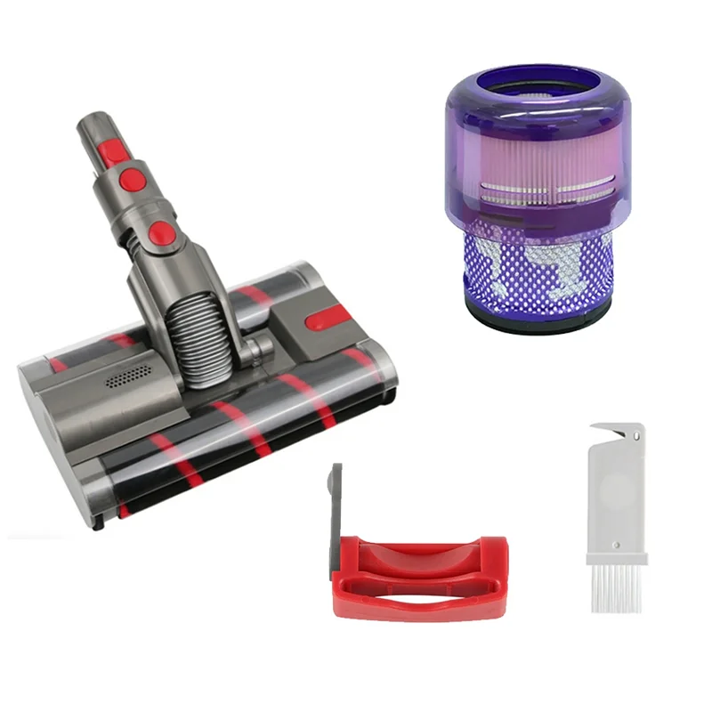 A83G-For DYSON SV19 OMNI-GLIDE Double Roller Brush +SV19 Filter+Switch Lock Vacuum Head Replacement Soft Roller Cleaner Head