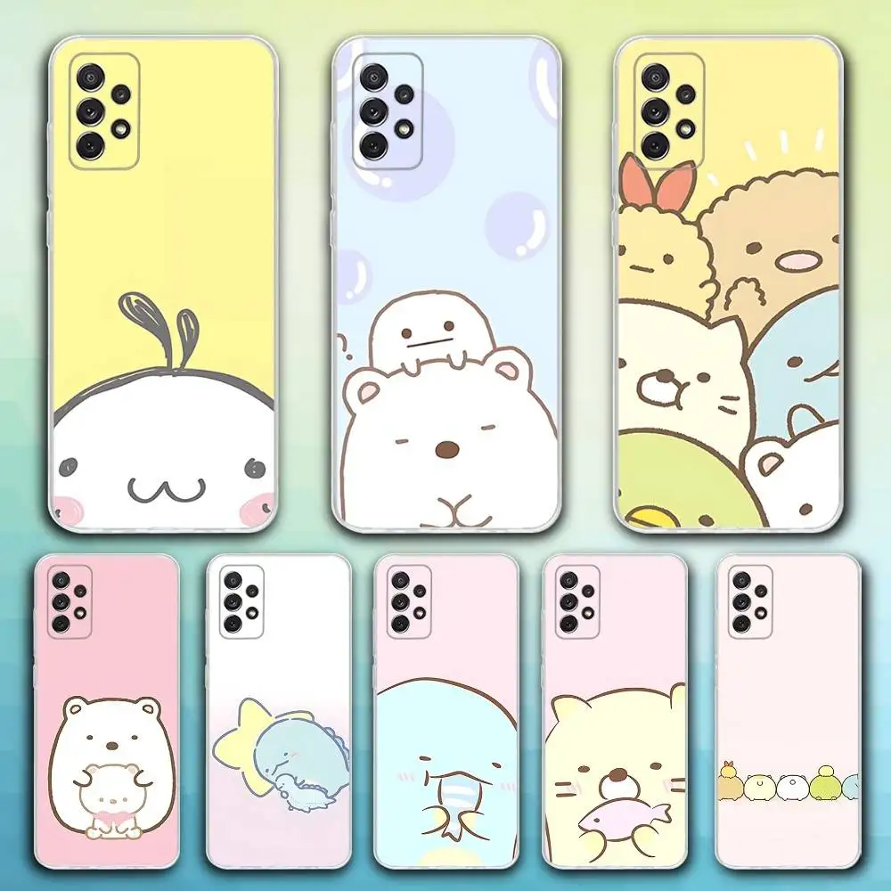 

S-Sumikko Kawaii Gurashis Phone Case For Samsung S30,23,21,22,20, FE lite,S10,9,8,7 PIus Note20ultra Soft Transparent