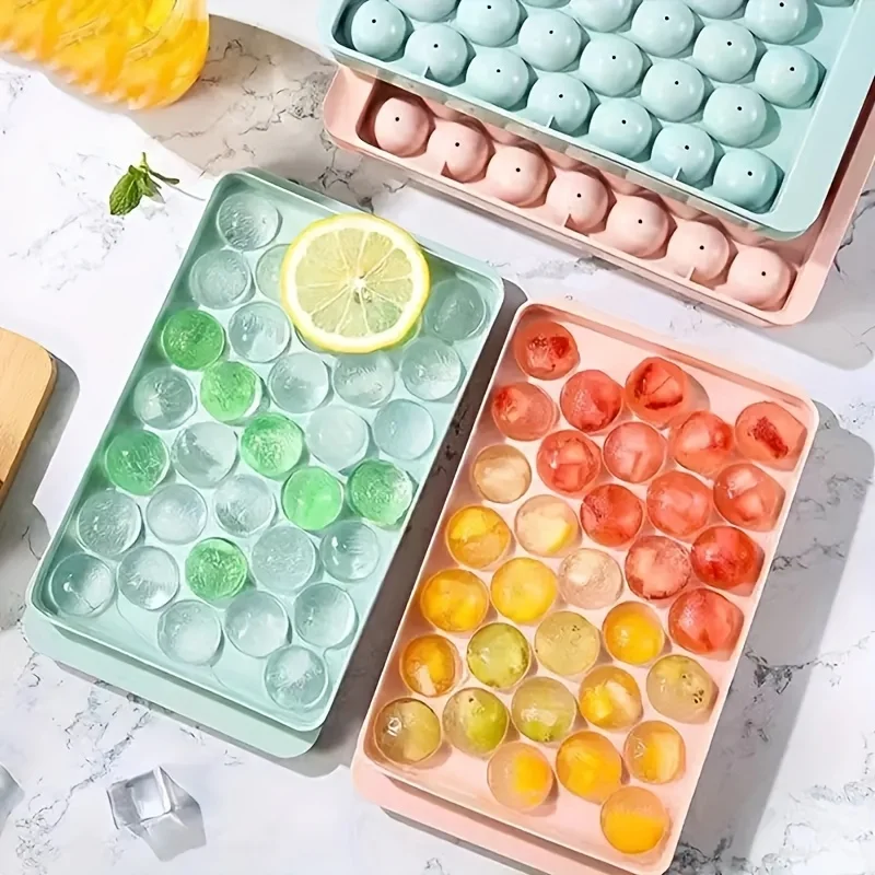 

33-Cavity Round Silicone Ice Cube Tray for Making Clear Ice Balls & Spheres Beverages, Kitchen Use, Cocktail Ice Mold Stylish