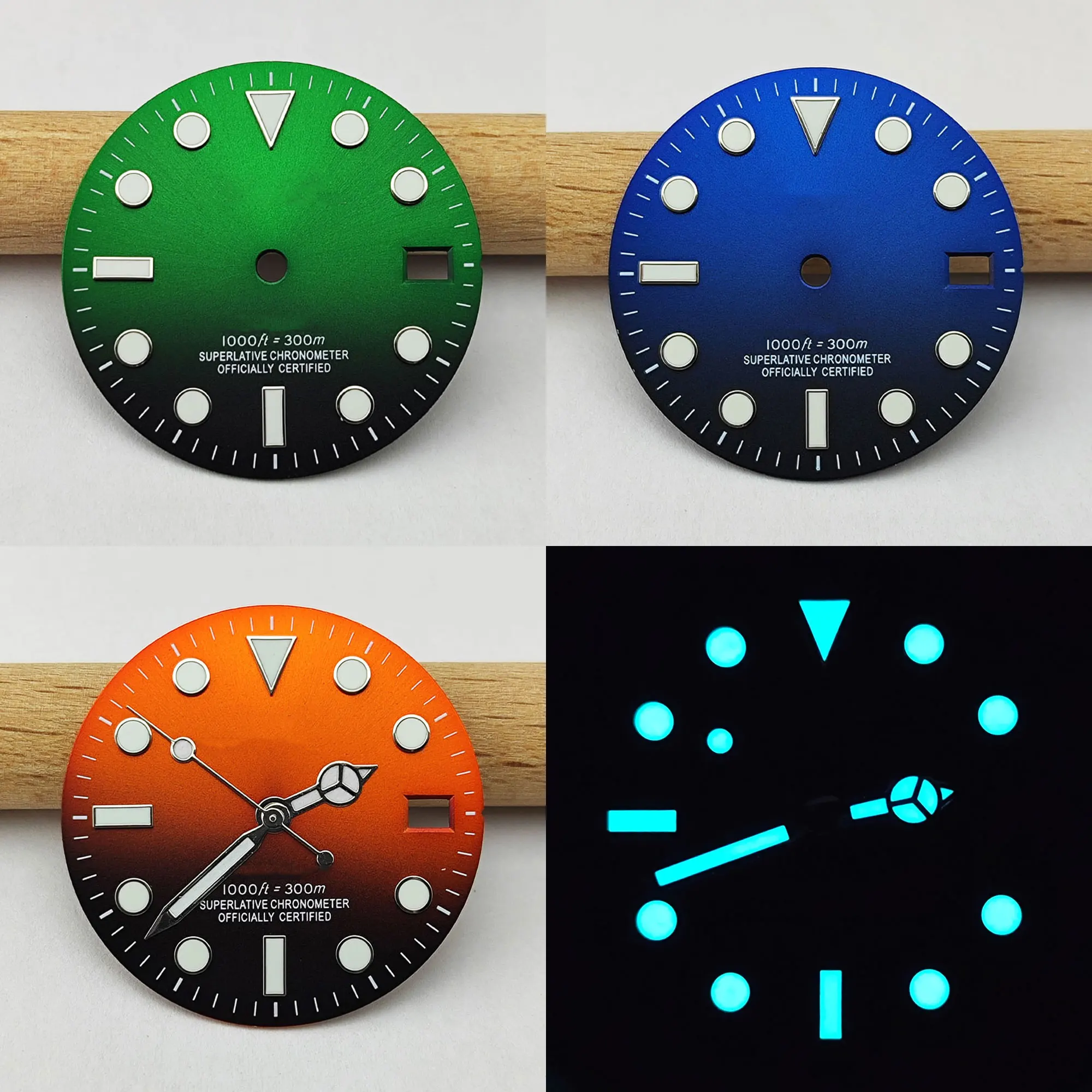 Cadran de Montre Lumineux Bleu Glacé, Adapté à la Modification du Mouvement, Accessoires, NH35, NH36, 28.5