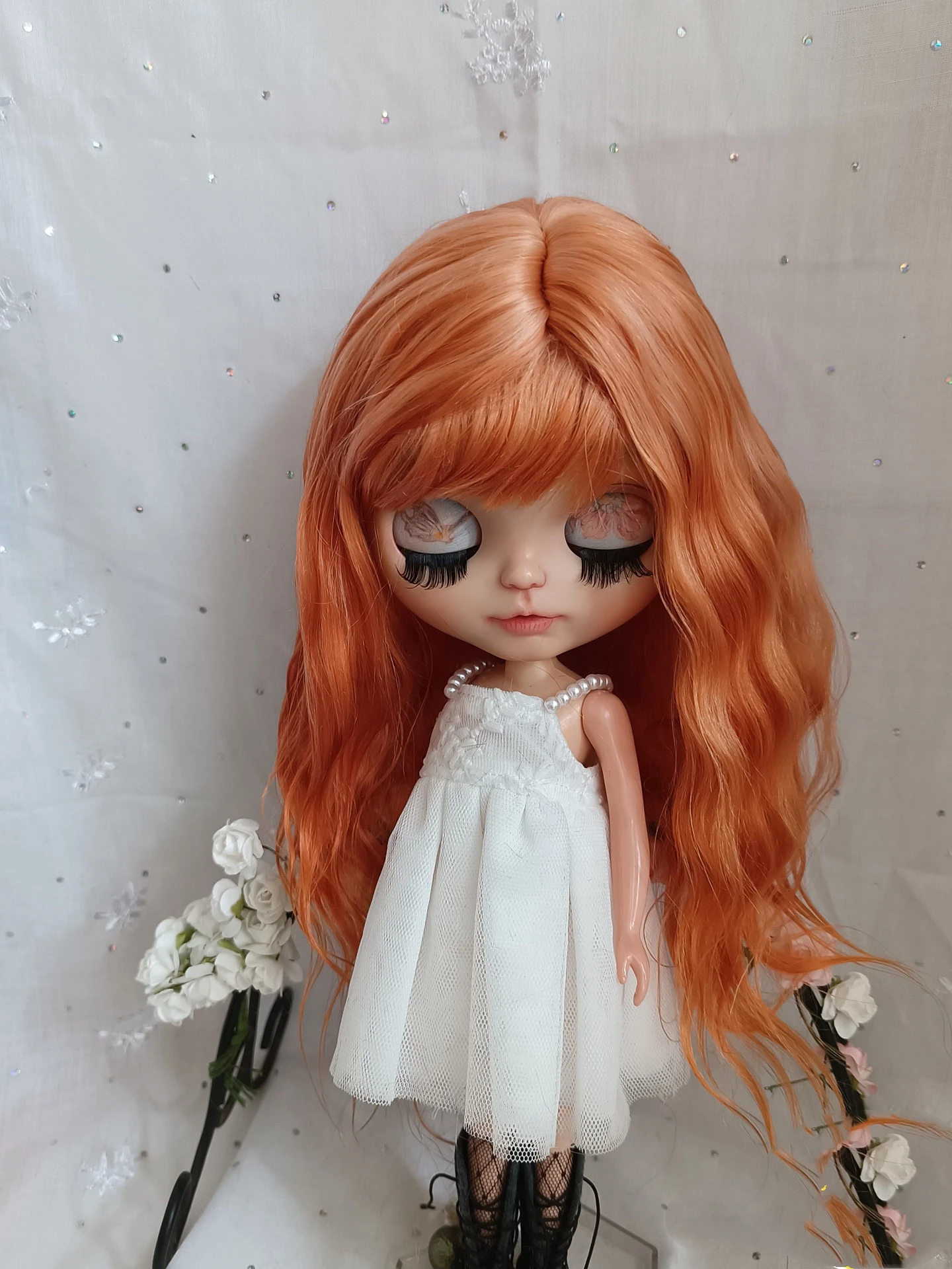 

（Booking customization. About 3 weeks）BJD Blythe wig Mohair (long) orange Fit 9-10inch head circumference Qbaby