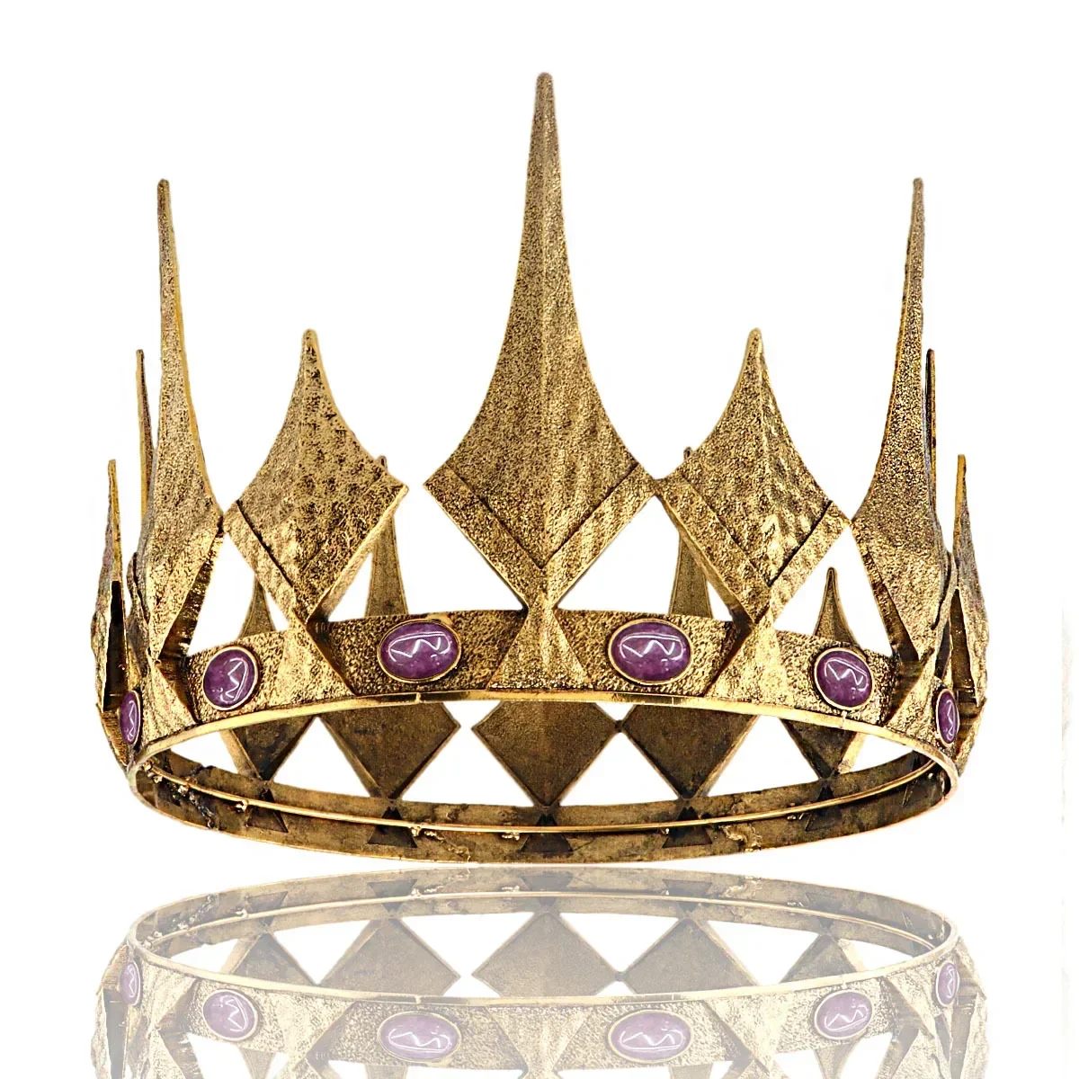 Fashion Baroque Big Round Crown Metal With Imitation Gem Tiara Royal Ball Party Headwear Wedding Party Props