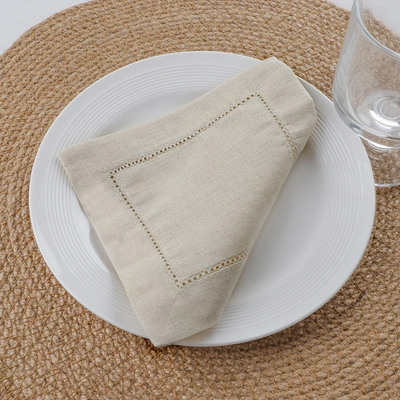 36pcs/pack Cotton Linen Napkins Hemstitched Cocktail Napkins 15x15cm Washable  Napkin For Restaurant Wedding Banquet Table Decor